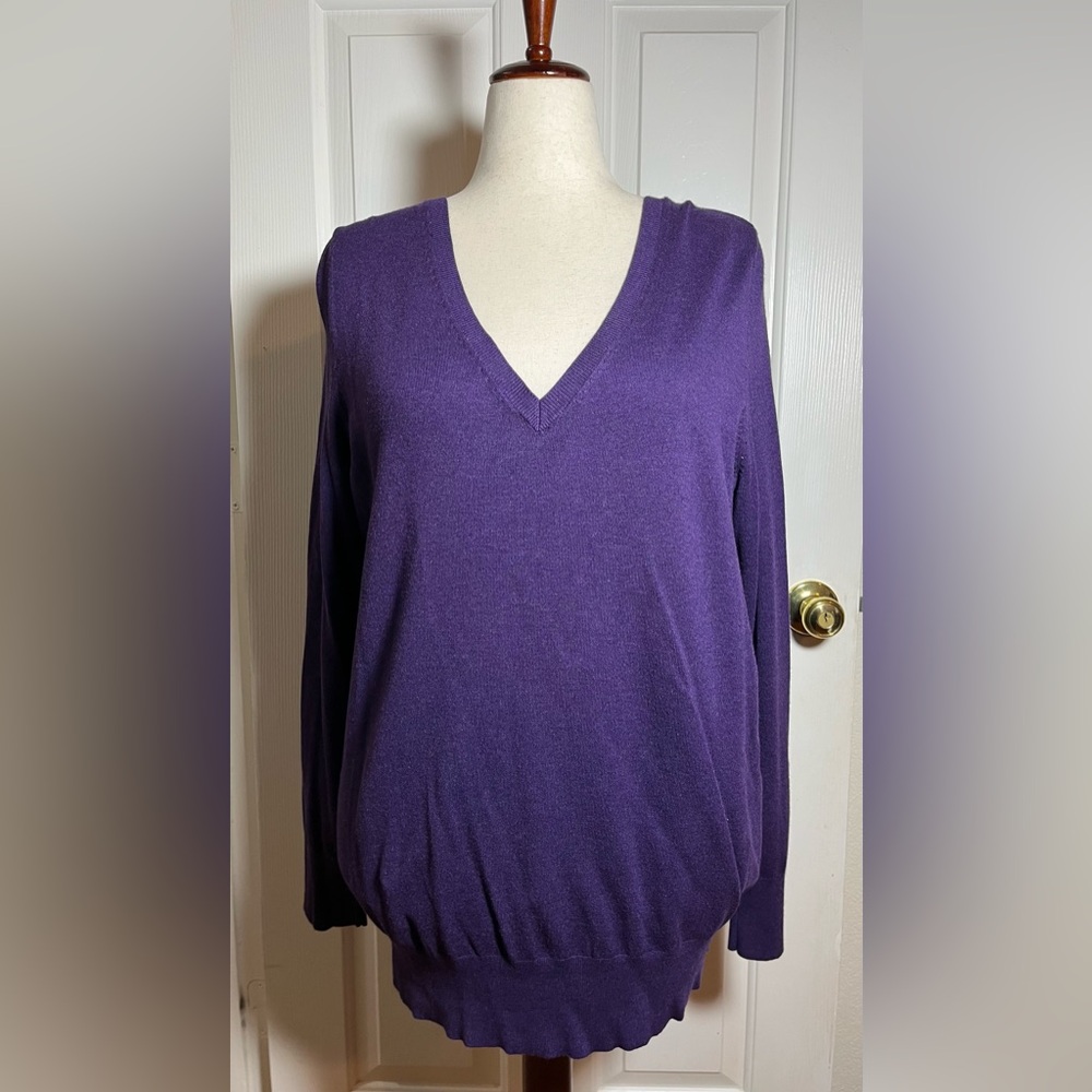 Lane Bryant Deep Purple V-Neck Sweater